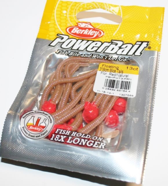 Powerbait floating micetails Natural/Fluorescent Red