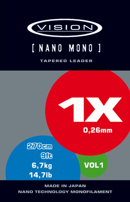 Vision Nano Mono Flugtafs 9ft 0,13mm 1-pack